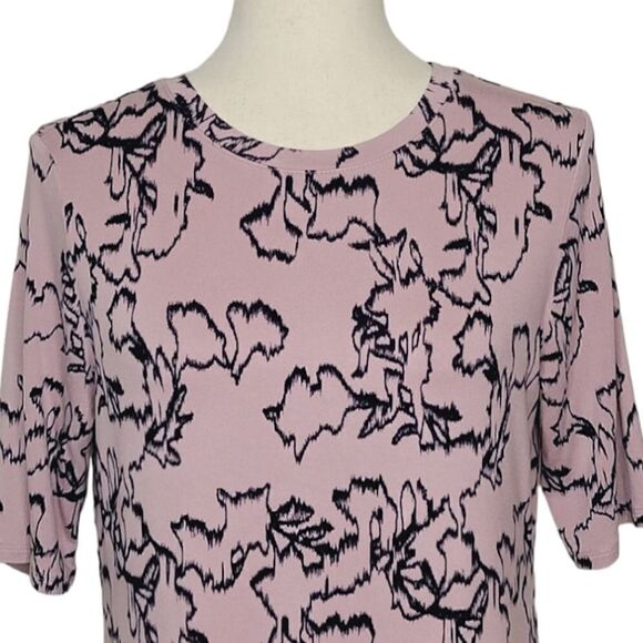 Nine West Mauve Soft Spun Crewneck Elbow Sleeve Stretch Blouse Size M - Picture 5 of 6